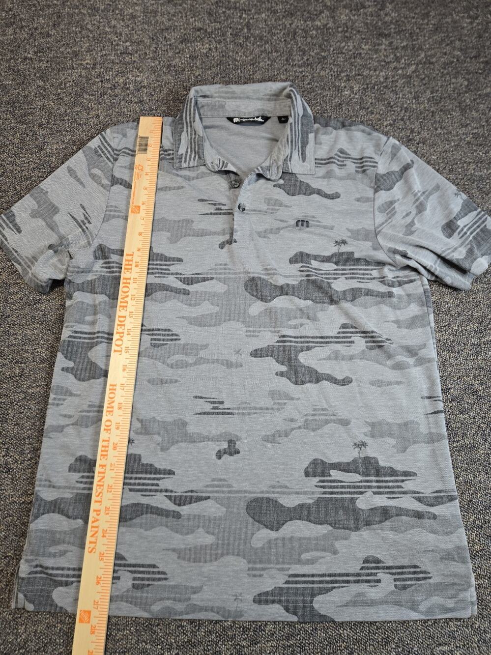 Travis Matthew Mens Polo Large Gray Camo Palm Trees